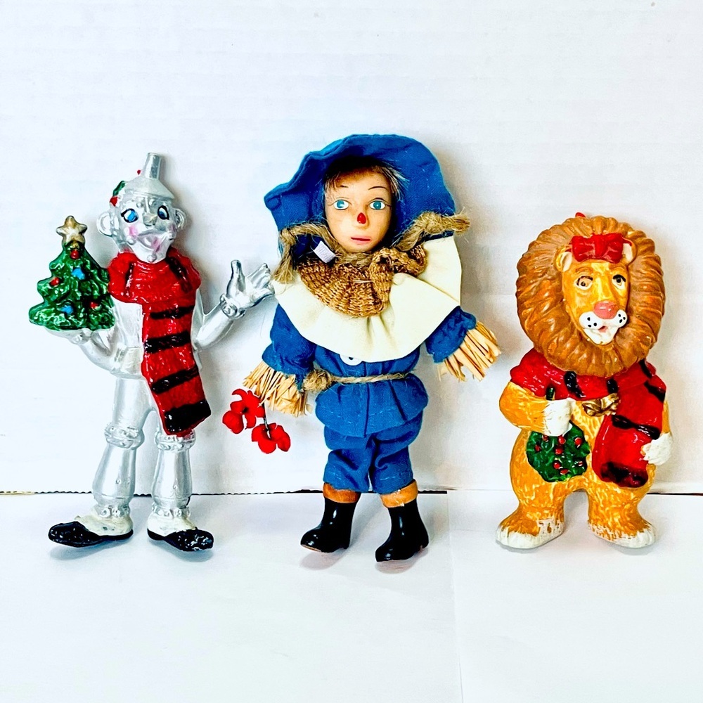 Kurt S Adler Wizard Of Oz Christmas Ornaments Lot(3) Tin Man Lion Scarecrow Read